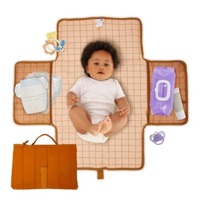 Abbildung von Hylat Baby Wickelunterlage Faltbare &amp; Abwaschbare Wickelmatte für Unterwegs Leichte, Tragbare, mit Taschen Klettverschluss Hygienische Kinderwagen öffentliche Toiletten