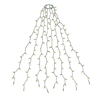 Abbildung von SALCAR 2m Christbaumbeleuchtung mit Ring und 8 Girlanden, 280er LED Überwurf Lichterkette Weihnachtsbaum für 150cm, 180cm, 210cm, 240cm Tannenbaum Warmweiß
