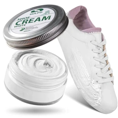 Abbildung von SULPO Schuhcreme weiß Shoe Cream Schuhputzcreme Ledercreme Lederbalsam Glattleder Wasserbassiert Farbe auffrischen Lederpflege Echt und Kunstleder 50ml