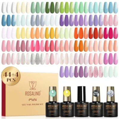 Abbildung von ROSALIND UV Nagellack Set, 48 Stück Gel Pastell Weiß Gelb Grün Blau Farbgel Gelnägel,Soak Off Mini Lila Rosa Orange Frühling Sommer Nagel Nail Polish Geschenk