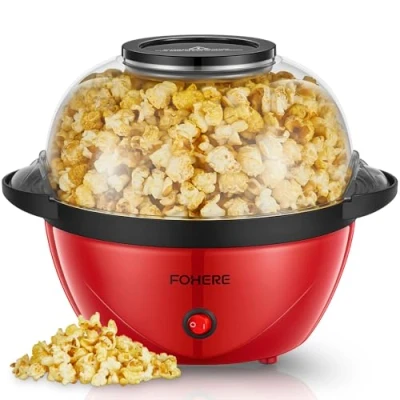 Abbildung von FOHERE Popcornmaschine, 3.5L Popcorn Maker Für Zuhause, Elektrische Rühr Popper mit Zucker &amp; Öl, Antihaftbeschichtung, Stille und Schnelle, Filmabende,Heiligabend