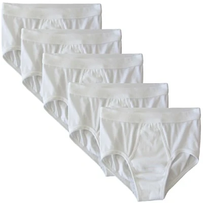 Abbildung von HERMKO 3240 5er Pack Herren Slip mit Eingriff und Weichbund aus 100% Bio Baumwolle, Größe:D 6 = EU L, Farbe:weiß