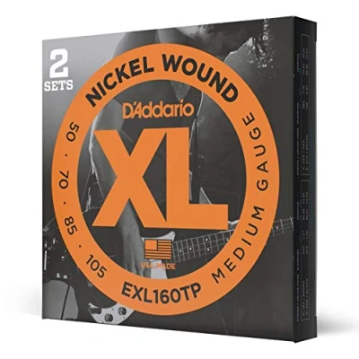 Abbildung von D&#039;Addario E Bass Gitarrensaiten Saiten Bassgitarre Strings Guitar EXL160TP Medium, 50 105 (2 Pack) Long Scale
