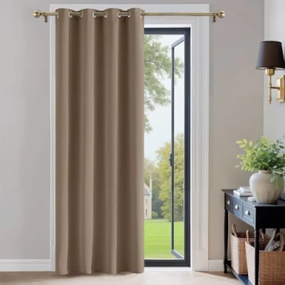 Abbildung von PONY DANCE Türvorhang Hitzeschutz 1 Stück H 210 x B 132 cm Gardinen Blickdicht Wohnzimmer mit Ösen Thermovorhang Verdunklungsvorhänge Schlafzimmer, Cappuccino