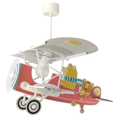 Abbildung von Dalber Lampe Kinderzimmer, kinderlampe Pendelleuchte Hängelampe, Deckenleuchte Kinder, Deckenlampe kinderzimmer Flugzeug tragen Teddy Tiere, 54572, E27 15W LED