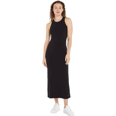 Abbildung von Tommy Hilfiger SLIM MIDI Dress Jerseykleid, Damen, Größe: Small, Black