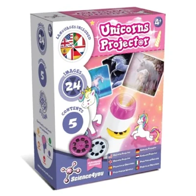Abbildung von Science4you Einhorn Taschenlampenprojektor für Kinder Spielzeug umfasst 24 Bilder und Poster, Lampe, Projektor Taschenlampe, Wissenschaftliche Lernspielzeug 4 5 6+