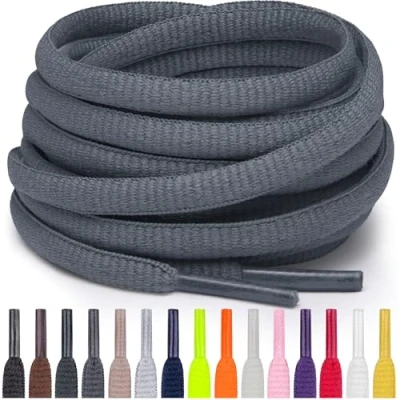 Abbildung von Miscly Schnürsenkel Oval, Reißfest für Sportschuhe, Sneaker und Laufschuhe 100% Polyester Ø 6mm (137 cm, Grau)