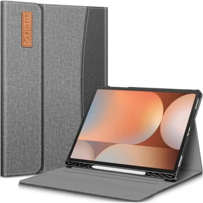 Abbildung von Fintie Hülle für Samsung Galaxy Tab S10+ Plus/S9 FE+ Plus/S9+ Plus 12.4 Zoll Tablet, Folio Schutzhülle mit Multi Winkel Betrachtung, S Pen Halter und Dokumentenfach, Dunkelgrau