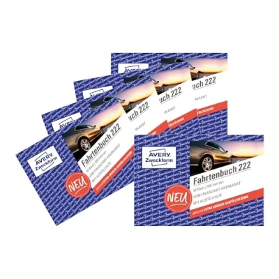 Abbildung von AVERY Zweckform 222 5 Softcover Fahrtenbuch PKW (Finanzamt anerkannt, DIN A6 quer 148x105mm, 112 Seiten385 Fahrten, Deutschland &amp; Österreich, Abgrenzung privater/geschäftlicher Fahrten) 5er Pack