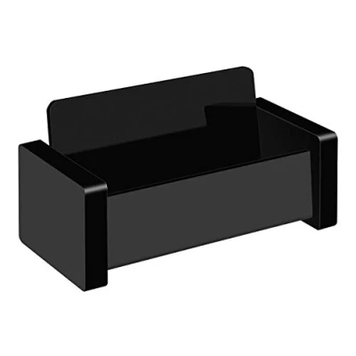 Abbildung von Wedo 634401 Visitenkartenhalter Black Office Acrylglas, für Karten bis 9 cm Breite Gummifüße, 10, x 5 cm, im Geschenkkarton, Schwarz