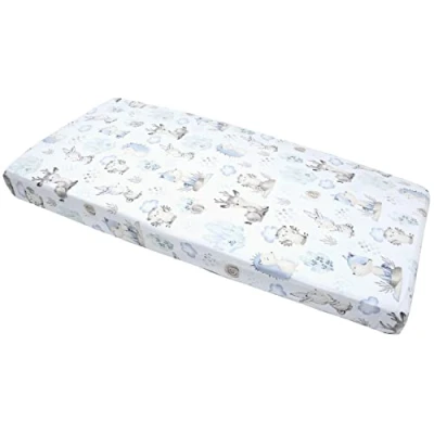 Abbildung von Medi Partners Spannbettlaken Spannbetttuch 60x120cm 100% Baumwolle Baby Bettwäsche Babymatratze Schlafsack Kinderbett Babybett (Hirsch und Igel)
