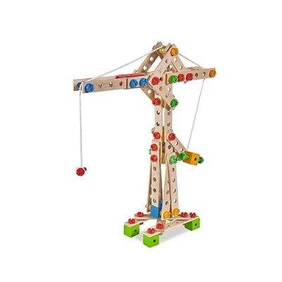 Abbildung von Eichhorn Constructor Kran, vielseitiges Holzspielzeug, 170 Bauteile, 5 Verschiedene Konstruktionen, für Kinder ab 6 Jahren