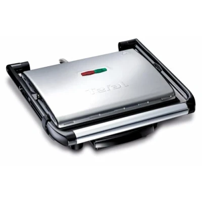 Abbildung von Tefal Kontaktgrill Inicio GC241D Elektrogrill/Sandwichtoaster Fettarmes Grillen Panini,Toasts,Steak,Gemüse Antihaftbeschichtete Grillplatten 2000W 36.3x10.8x33.2cm Edelstahl/Schwarz
