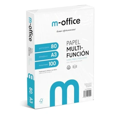 Abbildung von A3 Papier, 80 g, Packung mit 100 Blatt, Multifunktionspapier für Inkjet und Laserdrucker, Blätter, 297 x 420 mm, ideal Büro Zuhause · m office (100 Blatt)