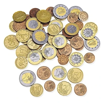 Abbildung von Learning Resources Spielgeldset euro Münzen (Set mit 100 Stück), kinder Spielgeld münzen, kaufladen kasse, für kaufmannsladen einkaufsladen, 20.3 x 14.2 1.3 centimeters