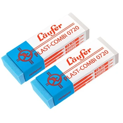 Abbildung von Läufer 69849 Plast Combi 0720 Radierer, für Bleistifte, Buntstifte und Tinten Tuschen, Blisterkarte enthält 2 Radiergummis