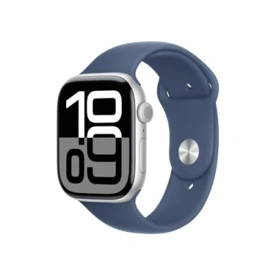 Abbildung von Apple Watch Series 10 4G 46mm Silber (Blaues Gummi Armband S/M)