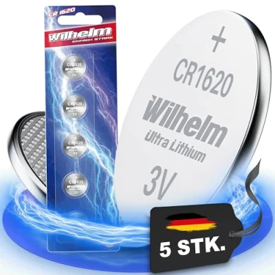 Abbildung von 5 x CR1620 CR 1620 WILHELM Lithium Knopfzelle 3V 70mAh ø16x2,0mm Batterie DL1620, 6620