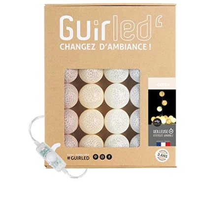 Abbildung von GuirLED LED Baumwollkugeln Lichterkette USB Baby Nachtlicht 2h Dual 2A Netzteil enthalten 3 Intensitäten 32 Kugeln 3.2m Baumwolle