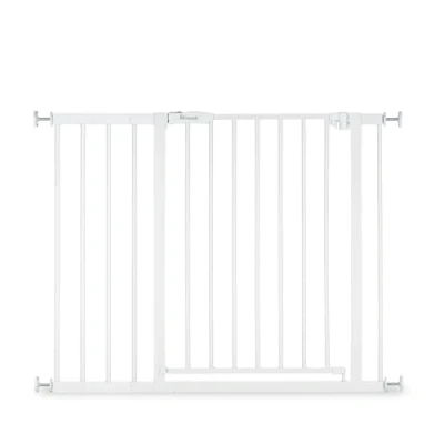 Abbildung von hauck Treppenschutzgitter Türschutzgitter Open N Stop 2 inkl. 21 cm Verlängerung für Breiten 96 101 cm, ohne Bohren, Einhändiges Beidseitiges Öffnen, Manueller Schließmechanismus, Metall (White)