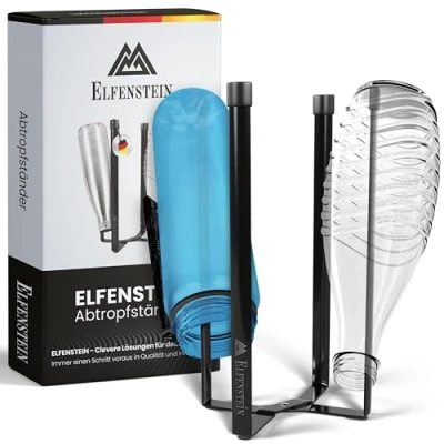 Abbildung von Elfenstein Flaschen Abtropfständer Flaschenständer zum Abtropfen Metall Abtropfgestell klappbar Flaschenhalter Küche 100% standfest, Küchen Gadgets praktisch