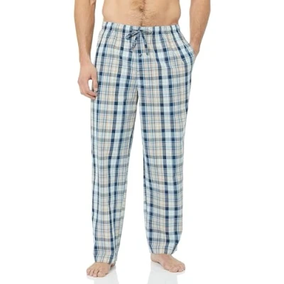 Abbildung von Amazon Essentials Herren Gewebte Straight Fit Pyjamahose Mit Taschen, Blau Hellorange Madras Plaid, XXL