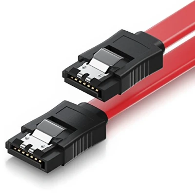 Abbildung von deleyCON 50cm SATA III Kabel S ATA 3 Datenkabel HDD SSD Verbindungskabel Anschlusskabel Metall Clip 6 GBit/s 2 Gerade L Type Stecker Rot