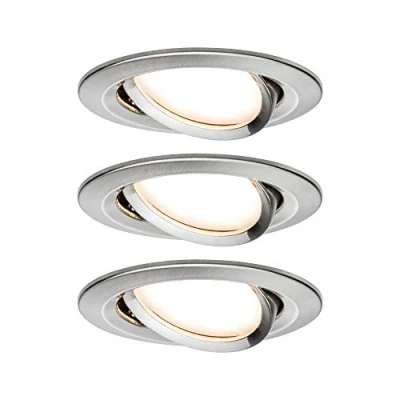 Abbildung von Paulmann 93902 Nova Plus LED Einbauleuchte inkl. Coin Einzelleuchte schwenkbar rund 84mm 50 6W 230V dimmbar 2700K Alu gedreht Spot Einbaustrahler Einbauleuchte, Eisen Gebürstet