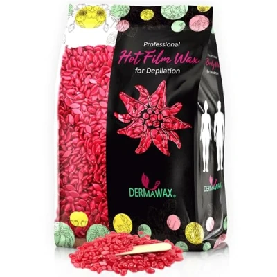 Abbildung von Dermawax 1 kg Rose Wax Perlen mit Kokosöl Professionelles Heißwachs Für Haarentfernung Sanftes Waxing ohne Streifen Brazilian, Beine, Achseln, Gesicht Frauen &amp; Männer (1 kg, Black Rose)