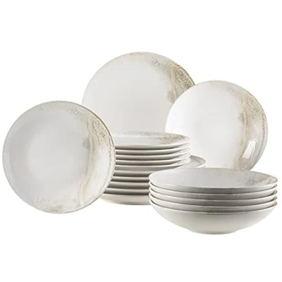 Abbildung von Mäser Teller Set, Steinzeug Ossia, 6 Personen, Weiß / Beige