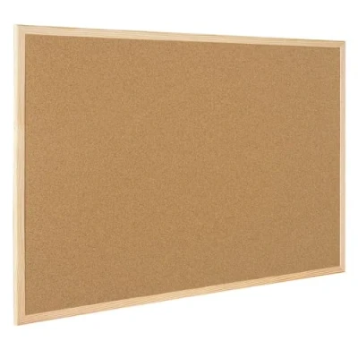 Abbildung von Raylu Paper® Natürliche Korkplatte mit Rahmen aus Kiefernholz, Pinnwand Markierungen und Montageset. (60 x 40 cm)