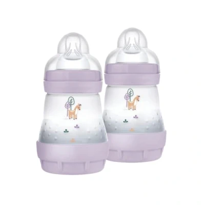 Abbildung von MAM Easy Start Anti Kolik Fläschchen, 2er Set, für Babys von 0 4 Monaten, 160 ml, Sauger Fluss 1 0+ Monate, aus SkinSoft Silikon, bio rund, Rosa