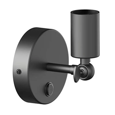 Abbildung von ledscom.de Wandleuchte FETRO, Schalter, schwarz matt, rund, 1x E27 max. 60W, Barbeleuchtung, Schlafzimmer, Diele, Innenraumbeleuchtung, Industrie Lampe, Edison Beleuchtung, Flexibel, Einstellbar