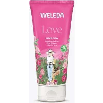 Abbildung von WELEDA Bio Love Duschgel vegan Naturkosmetik Aroma Shower Duschseife für Frauen &amp; Männer mit Rose, Jasmin Ylang Duft, Natürliche Hautpflege Dusche zur Reinigung von Gesicht Körper (1x 200ml)