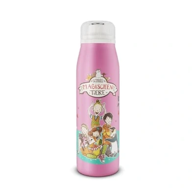Abbildung von alfi Kids ISO Bottle 500ml,pink Schule der Magischen Tiere,Isoliertrinkflasche Kinder Edelstahl,dicht mit Drehverschluss,hält 12 Stunden heiß,24 kalt, Trinkflasche für Kohlensäure,BPA frei