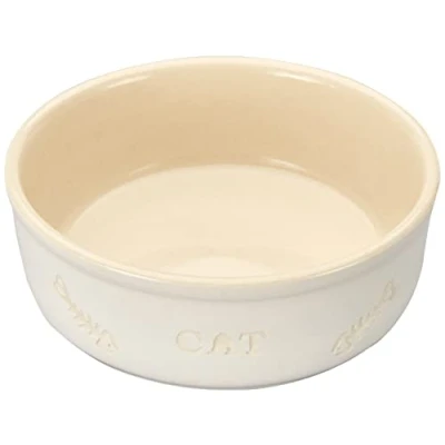 Abbildung von Nobby Katzen Keramiknapf Cat weiß / beige Ø13,5 x 5 cm, 0,25 ltr.