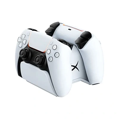 Abbildung von HyperX ChargePlay Duo Ladestation für Playstation 5 DualSense Wireless Controller, Beschwerte Basis und sicheres Docking, Kompaktes Design, USB C Kabel im Lieferumfang enthalten