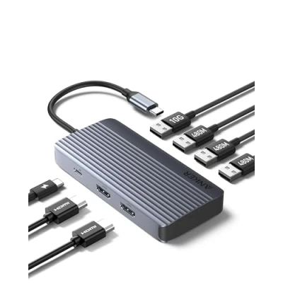 Abbildung von Anker 7 in 1 USB C Hub, Dual Display Docking Station, HDMI Display, 100W Stromzufuhr, 10Gbit/s Datenübertragungen, Anschlüsse für MacBook Air/Pro, Dell XPS, iPad Pro und mehr