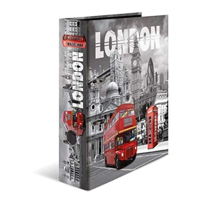 Abbildung von HERMA Ordner A4 London England, 7 cm breit, Kinder Ringordner mit Städte Motiv, bunter Aktenordner Innendruck für Jungen und Mädchen