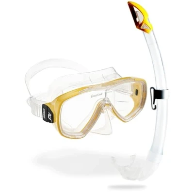 Abbildung von Cressi Onda Mare Schnorchelset Maske und Schnorchel Mexico, Transparent/Gelb, Einheitsgröße, Erwachsene Unisex