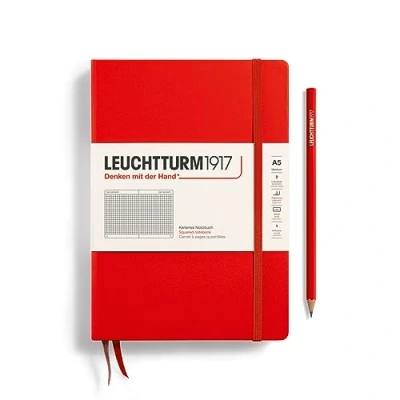 Abbildung von LEUCHTTURM1917 312564 Notizbuch Medium (A5), Hardcover, 251 nummerierte Seiten, Rot, kariert