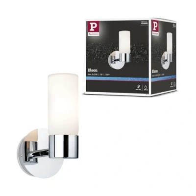Abbildung von Paulmann 70839 Wandleuchte Eleon max. 33 Watt IP44 Wandlampe Chrom, Satin Wohnzimmerlampe Metall, Glas Flurlampe G9