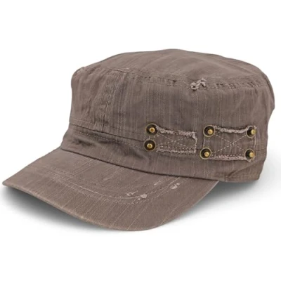 Abbildung von styleBREAKER Unisex Military Cap im Destroyed Vintage Look verstellbares Army aus Baumwolle Used Schirmmütze für Herren und Damen, Farbe:Taupe