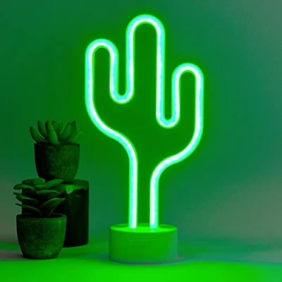 Abbildung von Legami Led Neon Effekt Lampe, It&#039;s a Sign, H 23 cm, Kaktus Motiv, Duale Stromversorgung, USB Kabel (Im Lieferumfang Enthalten) Oder Batterien (Nicht Im Enthalten), Tischlampe