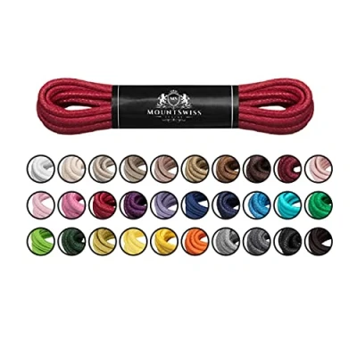Abbildung von Mount Swiss Luxury Schuhbänder I Wasserabweisende und reißfeste Schnürsenkel rund ø 2 3 mm aus feiner Baumwolle/gewachst Farbe: red, Länge: 90 cm