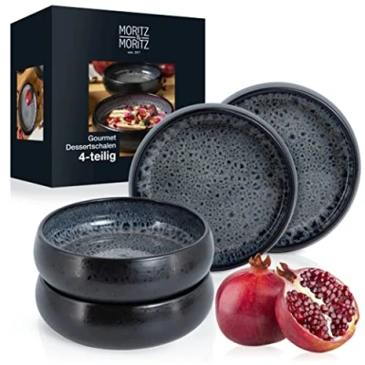 Abbildung von Moritz &amp; SOLID 4x Kleine Schalen 300ml Dip Schälchen aus Steinzeug für Dessert, Snack, Suppe, Salat, Eis, Tapas und Antipasti