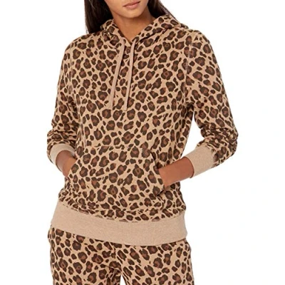 Abbildung von Amazon Essentials Damen Fleece Kapuzenpullover in normaler Passform (in Übergröße erhältlich), Kamelbraun Leopardenmuster, XL