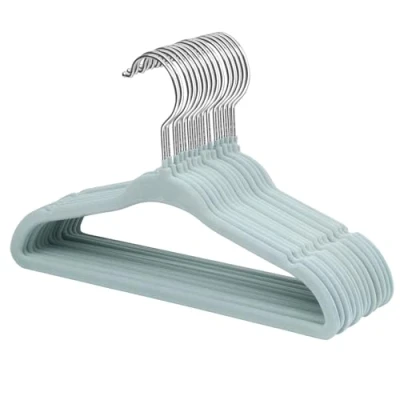 Abbildung von ManGotree Baby Samt Kleiderbügel für Säuglinge und Kleinkinder, 27,8cm Kinder Größe, 360 Grad Drehbar, Ultradünnes Rutschfestes Design, 15 Stück (Blau)