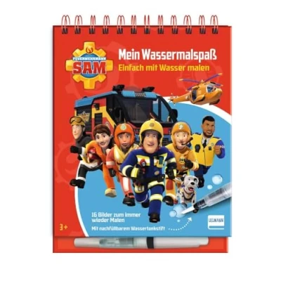 Abbildung von Mein Wassermalspaß Feuerwehrmann Sam: Einfach mit Wasser malen Sam Malbuch 16 Bildern, die sich beim Kontakt bunt ... nachfüllbarem Wassermalstift, ab 3 Jahren